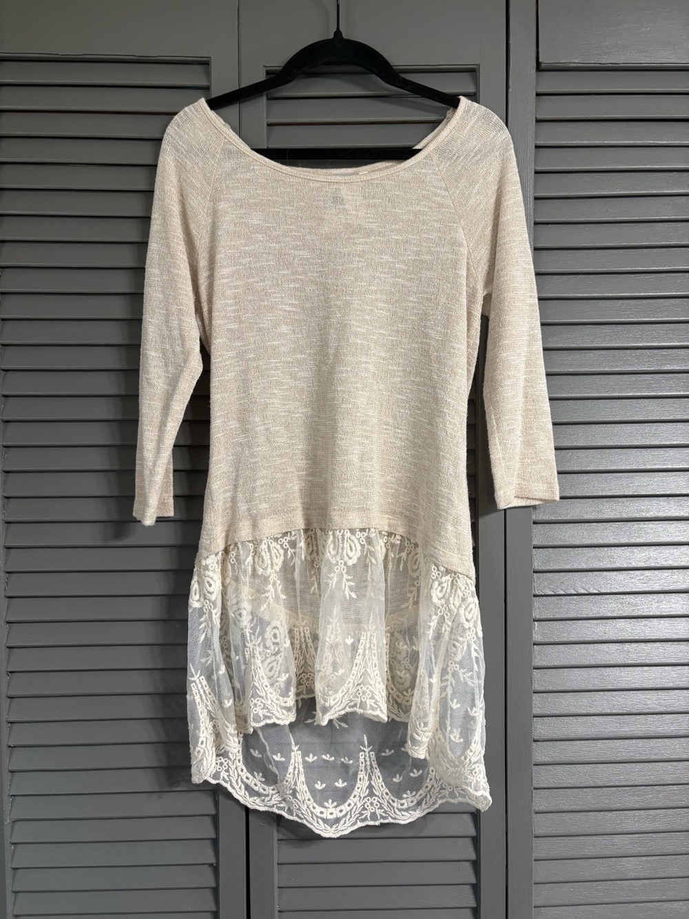 Cream Tunic with Lace Trim
